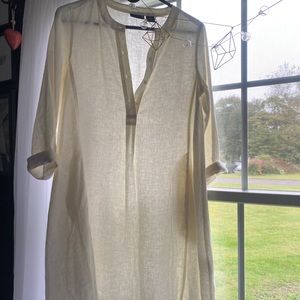 White organic linen dress